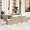 6-delars trädgårdsoffa med kuddar Beige Poly Rattan vidaXL 55 x 55 x 37 cm – miniatyr 1