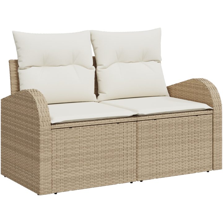 6-delars trädgårdsoffa med kuddar Beige Poly Rottning vidaXL Medium – bild 4