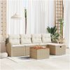 6-delars trädgårdsoffa med kuddar Beige Poly Rottning vidaXL Medium – miniatyr 1