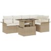 6-delars trädgårdsoffagrupp med kuddar i beige poly rattan vidaXL 100 x 55 x 73 cm – miniatyr 2
