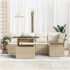 6-delars trädgårdsoffagrupp med kuddar i beige poly rattan vidaXL 100 x 55 x 73 cm – miniatyr 3