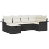 6-delars Trädgårdsoffagrupp med Kuddar Svart Poly Rotting vidaXL 242.5 x 132.5 x 85 cm – miniatyr 2