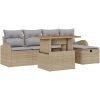 6 Delars Trädgårdsoffan med Kuddar Beige Polyrotting vidaXL 55 x 55 x 37 cm – miniatyr 2