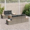 6-delars trädgårdsoffan med kuddar i grå poly rattan och akacia vidaXL 55 x 55 x 37 cm – miniatyr 3