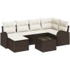 6-delars trädgårdsoffanset med kuddar Grå Poly Rattan vidaXL 55 x 55 x 37 cm – miniatyr 2