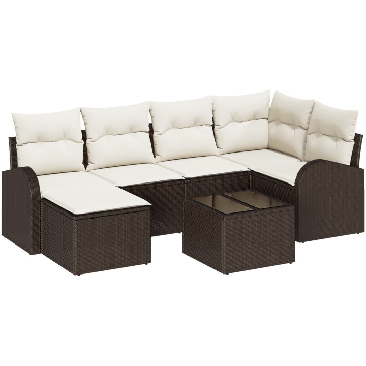 6-delars trädgårdsoffanset med kuddar Grå Poly Rattan vidaXL 55 x 55 x 37 cm – bild 2