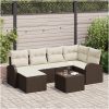 6-delars trädgårdsoffanset med kuddar Grå Poly Rattan vidaXL 55 x 55 x 37 cm – miniatyr 1