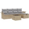 6-delars Trädgårdsoffasats med kuddar Beige Poly Rattan vidaXL 251 x 117 x 85 cm – miniatyr 2