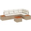 6 Delars Trädgårdsoffaset med Kuddar Beige Poly Rattan Akacia vidaXL 55 x 55 x 37 cm – miniatyr 2