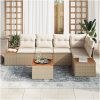 6 Delars Trädgårdsoffaset med Kuddar Beige Poly Rattan Akacia vidaXL 55 x 55 x 37 cm – miniatyr 3