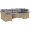 6 delars Trädgårdsoffaset med kuddar Beige Poly-Rotting vidaXL 234 x 132.5 x 85 cm – miniatyr 2