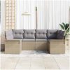 6 delars Trädgårdsoffaset med kuddar Beige Poly-Rotting vidaXL 234 x 132.5 x 85 cm – miniatyr 3