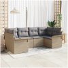 6 delars Trädgårdsoffaset med kuddar Beige Poly-Rotting vidaXL 234 x 132.5 x 85 cm – miniatyr 1