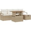 6-delars trädgårdsoffaset med kuddar beige poly rotting vidaXL Medium – miniatyr 2