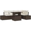 6-delars trädgårdsoffaset med kuddar, brunt poly-rattan vidaXL 100 x 55 x 73 cm – miniatyr 2