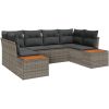 6-delars trädgårdsoffaset med kuddar Grå poly rattan akacia vidaXL 234 x 154 x 69 cm – miniatyr 2