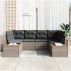 6-delars trädgårdsoffaset med kuddar Grå poly rattan akacia vidaXL 234 x 154 x 69 cm – miniatyr 3