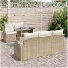 6 Delars Trädgårdsoffaset med kuddar i beige poly rattan vidaXL 100 x 55 x 73 cm – miniatyr 3