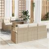 6 Delars Trädgårdsoffaset med kuddar i beige poly rattan vidaXL 100 x 55 x 73 cm – miniatyr 1
