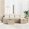 6-delars trädgårdsoffaset med kuddar i beige poly rattan vidaXL Stor – miniatyr 3