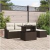 6-delars trädgårdsoffaset med kuddar i brun poly rattan vidaXL 100 x 55 x 73 cm – miniatyr 1