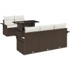 6-delars trädgårdsoffaset med kuddar i brunt polyrotting vidaXL 100 x 55 x 73 cm – miniatyr 2