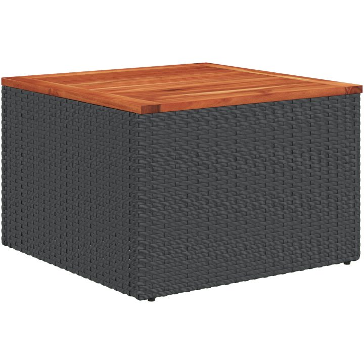 6-delars trädgårdsoffaset med kuddar i svart poly-rattan och akacia vidaXL 55 x 55 x 37 cm – bild 7