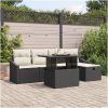 6-delars trädgårdsoffaset med kuddar i svart poly-rattan vidaXL 100 x 55 x 73 cm – miniatyr 1