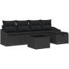 6-delars trädgårdsoffaset med kuddar i svart poly rattan vidaXL 55 x 55 x 37 cm – miniatyr 2