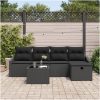 6-delars trädgårdsoffaset med kuddar i svart poly rattan vidaXL 55 x 55 x 37 cm – miniatyr 3