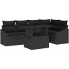 6-delars trädgårdsoffaset med kuddar, svart poly rattan vidaXL 100 x 55 x 73 cm – miniatyr 2