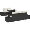 6-delars trädgårdsoffaset med svarta kuddar vidaXL 100 x 55 x 73 cm – miniatyr 2