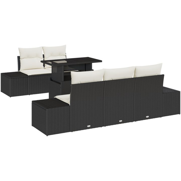 6-delars trädgårdsoffaset med svarta kuddar vidaXL 100 x 55 x 73 cm – bild 2