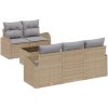 6 Delars Trädgårdsoffasett med Kuddar Beige Poly Rattan vidaXL 55 x 55 x 37 cm – miniatyr 2