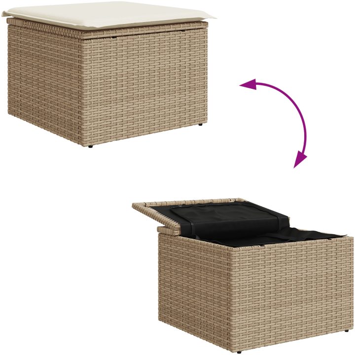 6 Delars Trädgårdsoffasett med Kuddar Brun Polyrotting vidaXL Medium – bild 12
