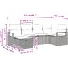 6-delars trädgårdsoffasett med kuddar i ljusgrå polyrotting vidaXL Medium – miniatyr 10