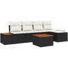 6-delars Trädgårdsoffasett med Kuddar Svart Poly Rattan Akacia vidaXL 55 x 55 x 37 cm – miniatyr 2