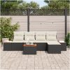6-delars Trädgårdsoffasett med Kuddar Svart Poly Rattan Akacia vidaXL 55 x 55 x 37 cm – miniatyr 3