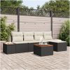 6-delars Trädgårdsoffasett med Kuddar Svart Poly Rattan Akacia vidaXL 55 x 55 x 37 cm – miniatyr 1