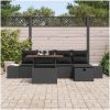 6-delars Trädgårdsoffasett med Kuddar Svart Poly Rattan vidaXL 55 x 55 x 37 cm – miniatyr 3
