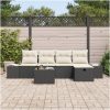 6 Delars Trädgårdsoffgrupp med Dynor Svart Poly Rattan vidaXL 55 x 62 x 69 cm – miniatyr 3