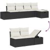 6 Delars Trädgårdsoffgrupp med Dynor Svart Poly Rattan vidaXL 55 x 62 x 69 cm – miniatyr 8