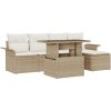 6-delars trädgårdsoffgrupp med kuddar i beige polyrotting vidaXL 100 x 55 x 73 cm – miniatyr 2