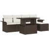 6-delars Trädgårdsoffgrupp med Kuddar i Brun Poly Rattan vidaXL 100 x 55 x 73 cm – miniatyr 2