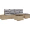 6-delars trädgårdsoffor med kuddar, beige poly rattan vidaXL 55 x 55 x 37 cm – miniatyr 2