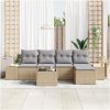 6-delars trädgårdsoffor med kuddar, beige poly rattan vidaXL 55 x 55 x 37 cm – miniatyr 3