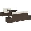 6-delars trädgårdsoffor med kuddar i brun poly rattan vidaXL 100 x 55 x 73 cm – miniatyr 2