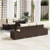 6-delars trädgårdsoffor med kuddar i brun poly rattan vidaXL 100 x 55 x 73 cm – miniatyr 1