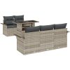 6-delars trädgårdsoffor med kuddar i ljusgrått poly-rattan vidaXL 100 x 55 x 73 cm – miniatyr 2