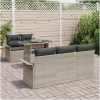 6-delars trädgårdsoffor med kuddar i ljusgrått poly-rattan vidaXL 100 x 55 x 73 cm – miniatyr 3